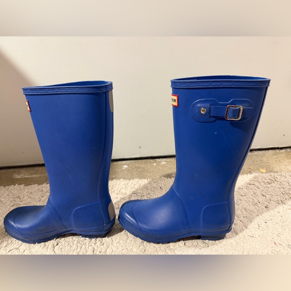 Hunter Kids Blue Rain Boots Boys 3 Girls 4 - Picture 4 of 11